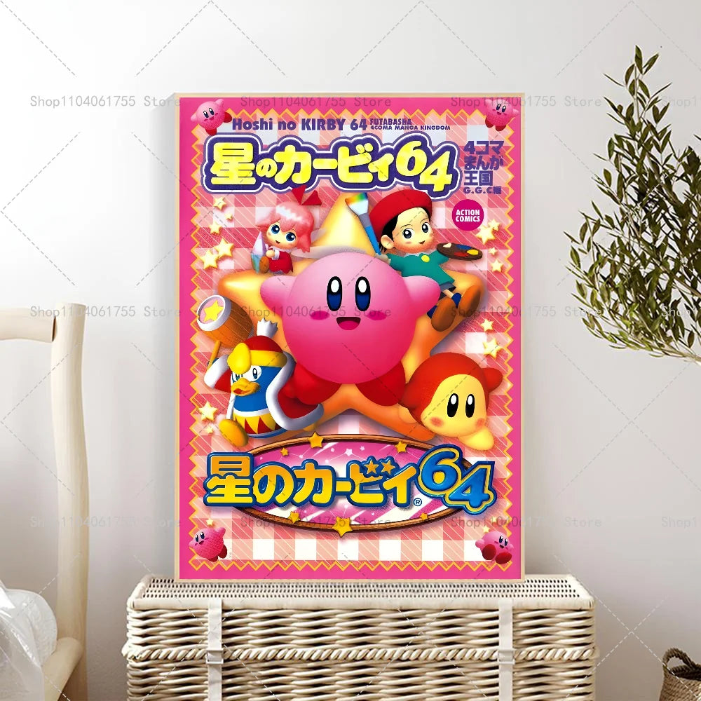 1PC Cartoon Cute K-Kirby Poster Self-adhesive Art Waterproof Paper Sticker Coffee House Bar Room Wall Decor