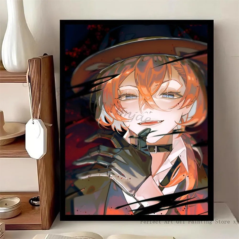 1pc Bungo Stray Dogs Dazai Chuuya Anime Poster Stickers Art Wall Murals Decor Game Room Decor Gifts Kawaii HD Painting Cat Cars
