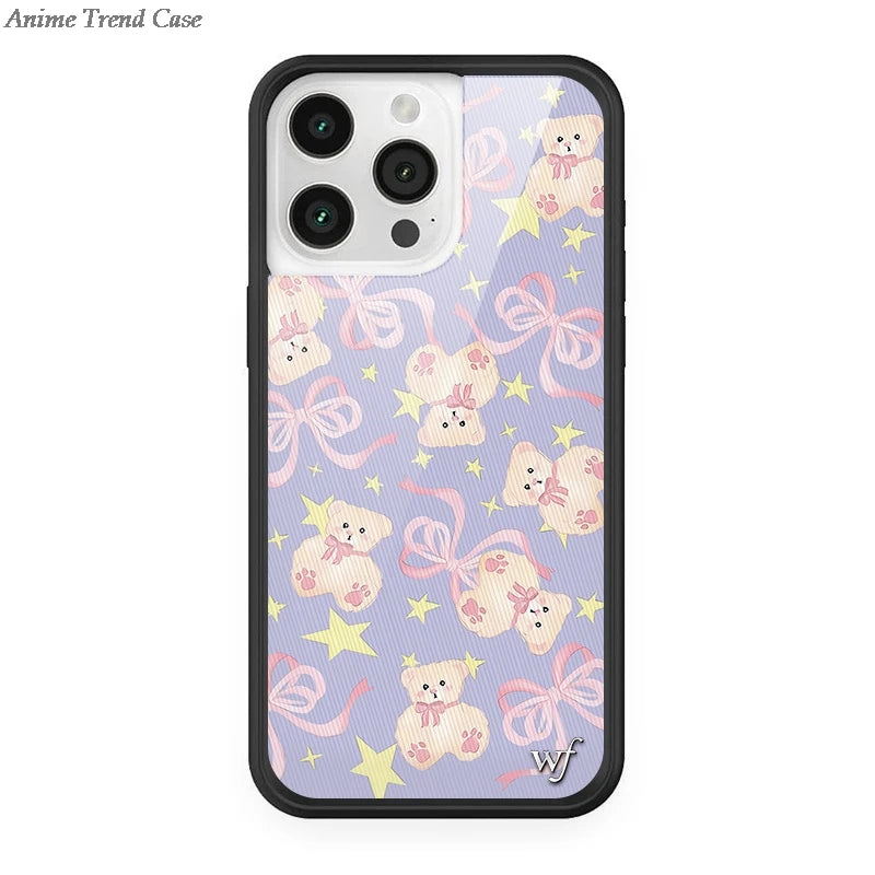Wildflower 3D WF Metal Logo Phone Case for iPhone 16 15 14 13 12 Pro Max Plus 14pro 16pro Animal Butterfly Horse Fox Cover Funda