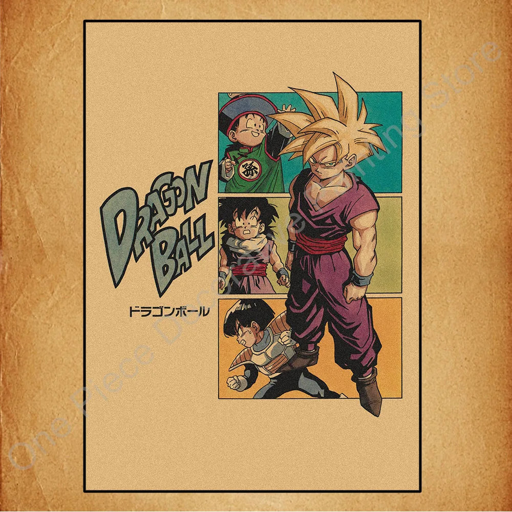 Bandai Classic Anime Retro Dragon Ball HD Poster Goku Gohan Vegeta Piccolo Friza Canvas Painting Print Wall Art Children Gift