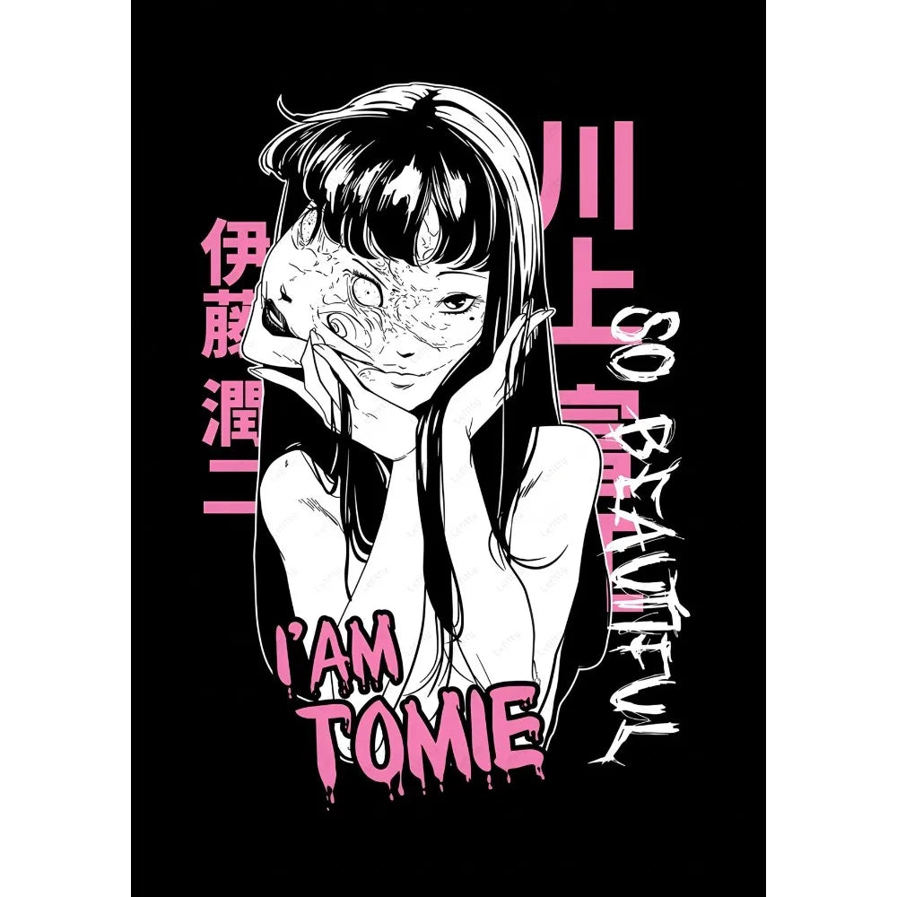 J-Junji Ito T-Tomie Retro Cool Girl Poster Sticky Wall Art Printing Waterproof Home Living Bed Room Bar Aesthetic Decor