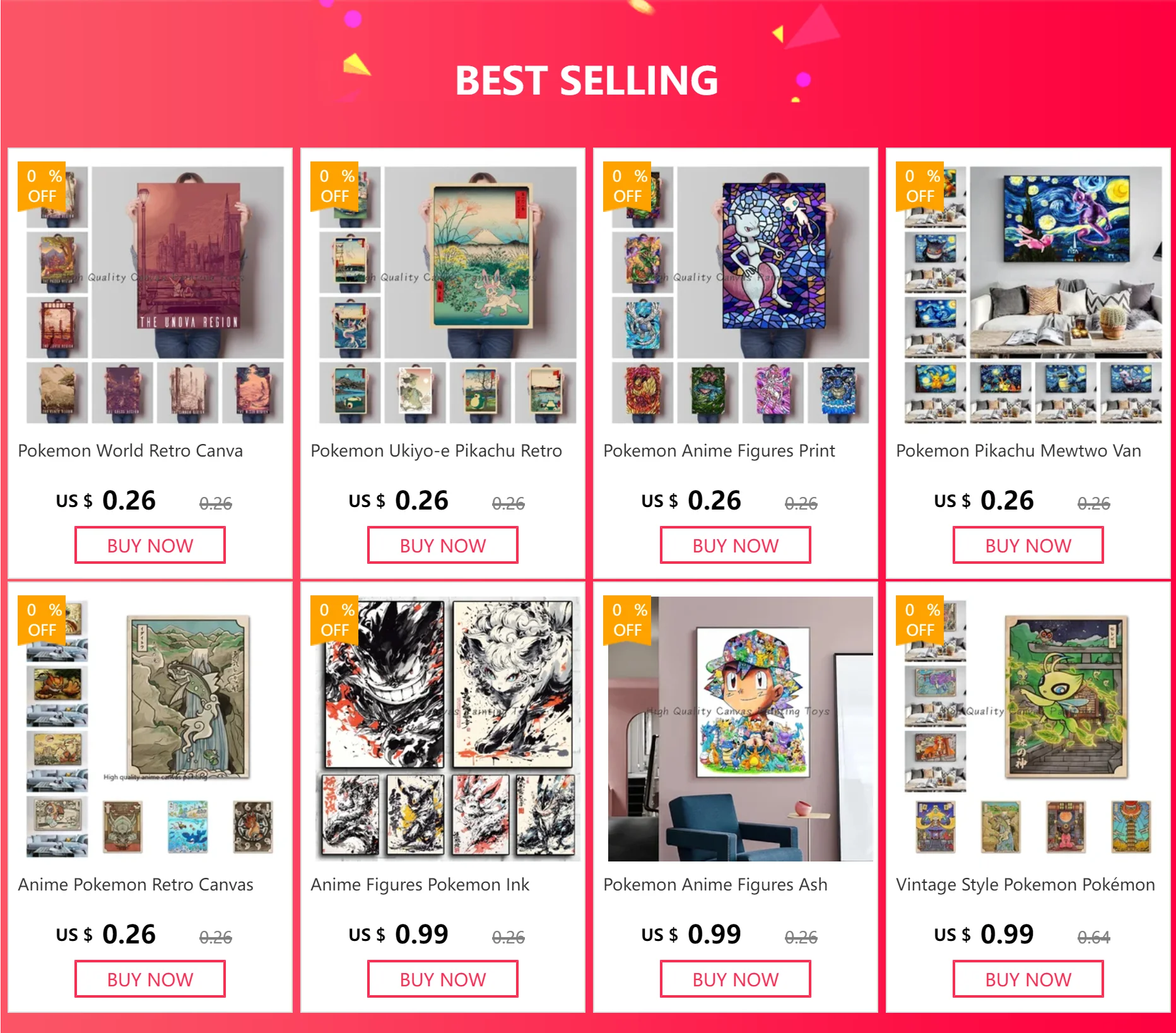 Anime Figures Pokemon Ink Painting Painting Canvas Painting Posters and Prints Wall Art Picture for Living Room Children Gift
