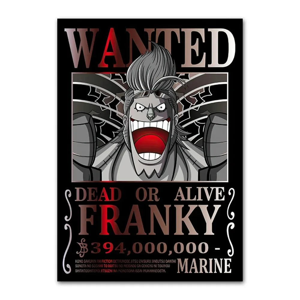 One Piece canvas Wanter Canvas Poster Anime Luffy Ace Chopper Zoro Wall Sticker office Home Sticker Paintings For Kids Gifts