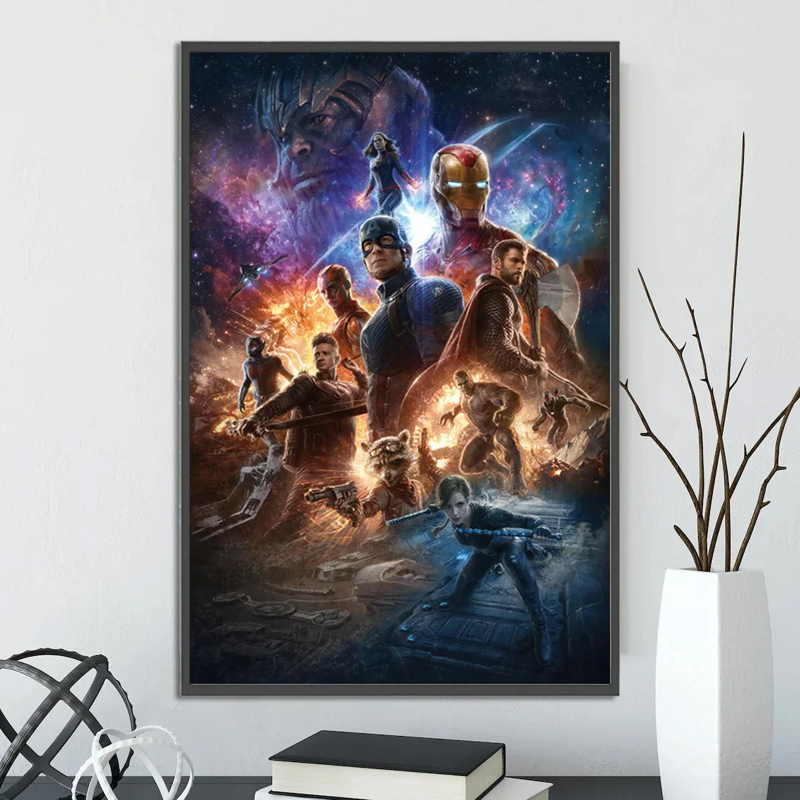 I-Iron Man M-Marvel Movie Poster Self-adhesive Wallpaper Figures Home Decoration Painting Wall T-Thor Art Bedroom Cartoons Decor