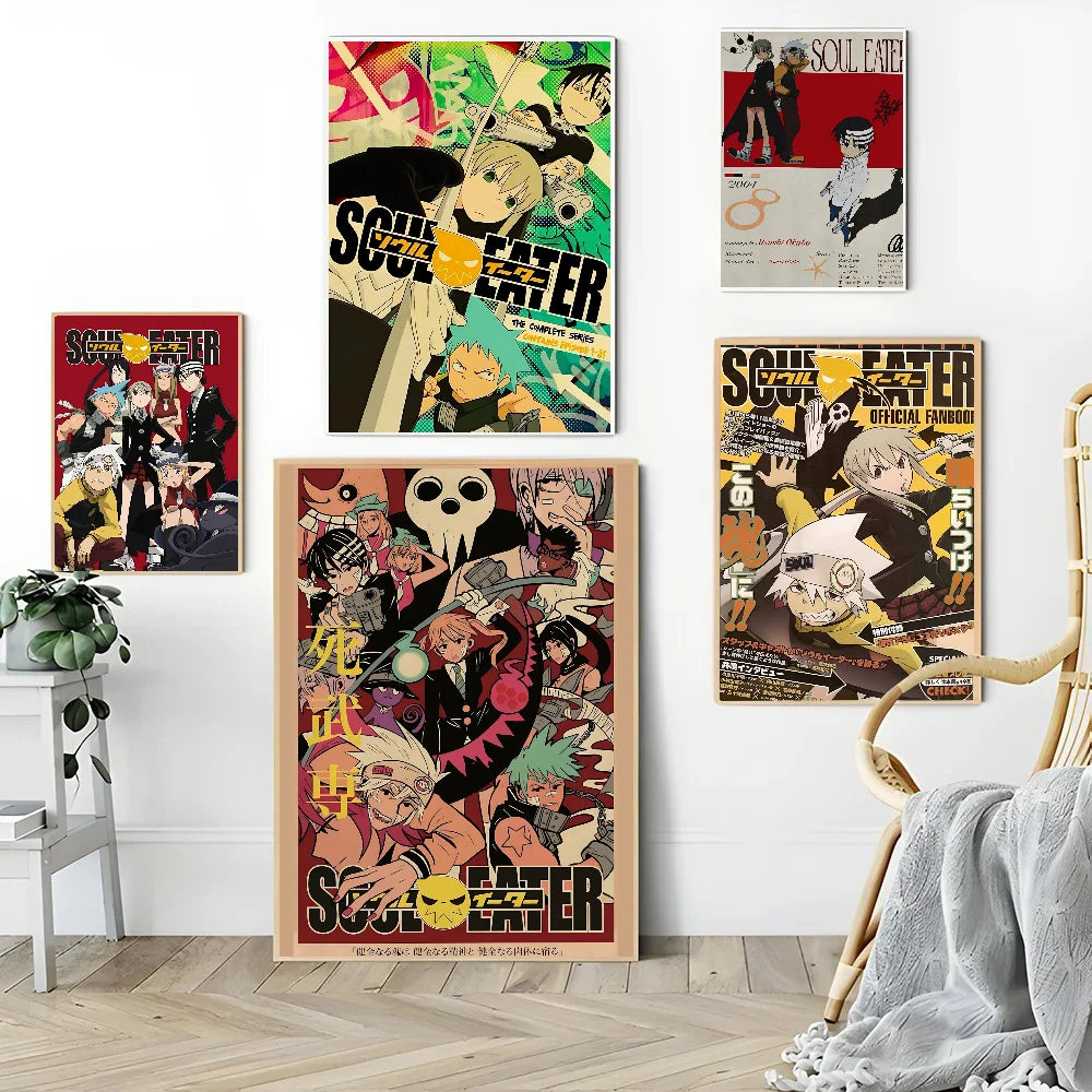 1PC Classic Anime Soul Eater Poster Self-adhesive Art Waterproof Paper Sticker Coffee House Bar Room Wall Decor