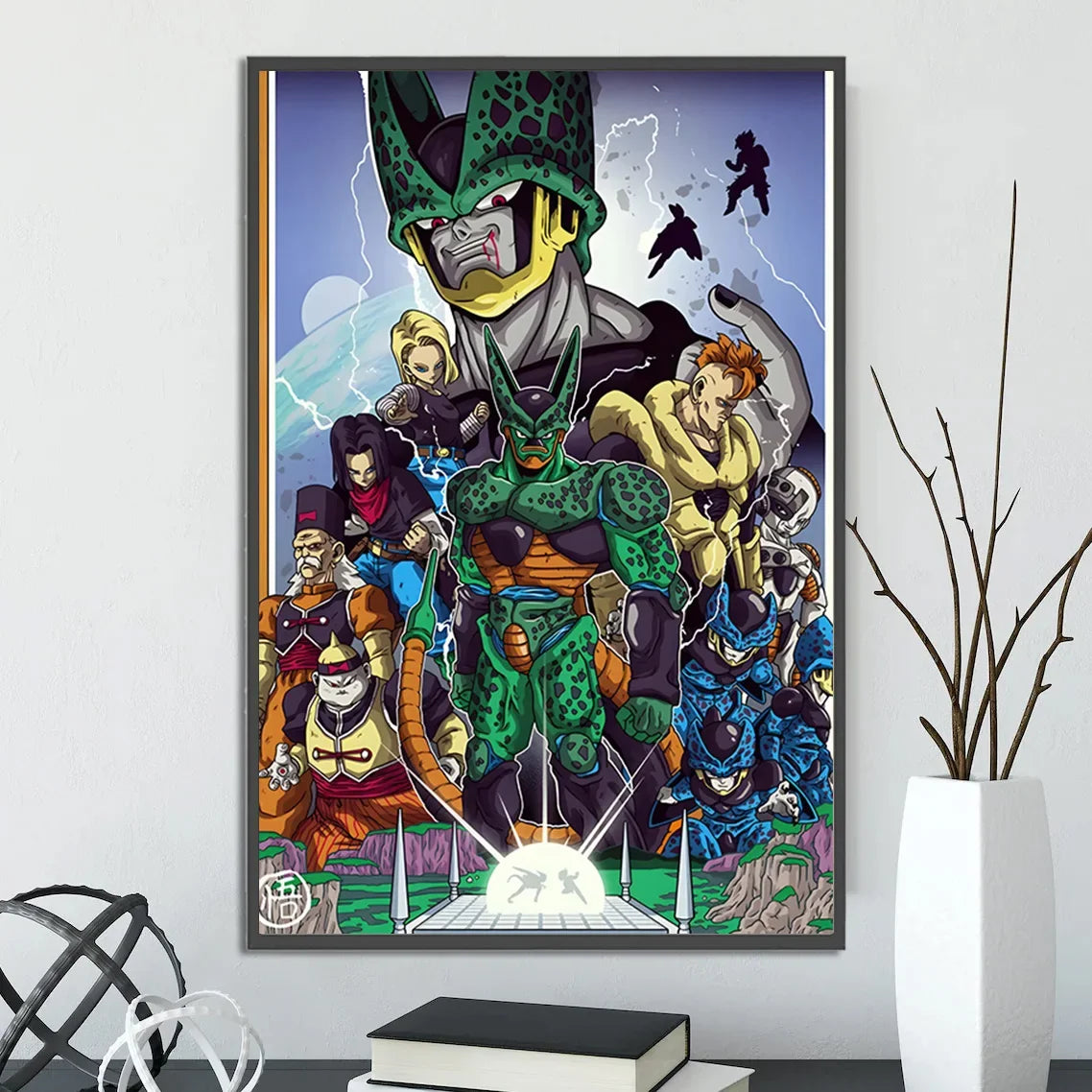 Dragon Ball Self-adhesive Poster Super Saiyan Goku Anime Wallpapr Vegeta Home Decoration Painting Wall Art Kid Birthday Gift