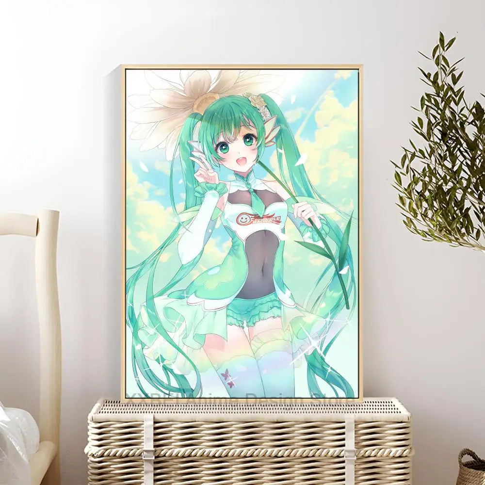 Virtual Idol H-Hatsunes M-MikU Poster Modern Art Mural Indoor Wall Sticker Bedroom Bedside Display Decorative Painting