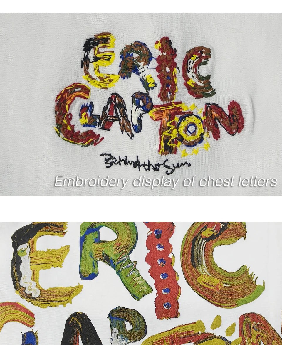 Men's Letter Embroidery Oversized T-Shirt Summer 2025 New Trendy Print Loose Short Sleeved Tee Casual Versatile Tops Clothing