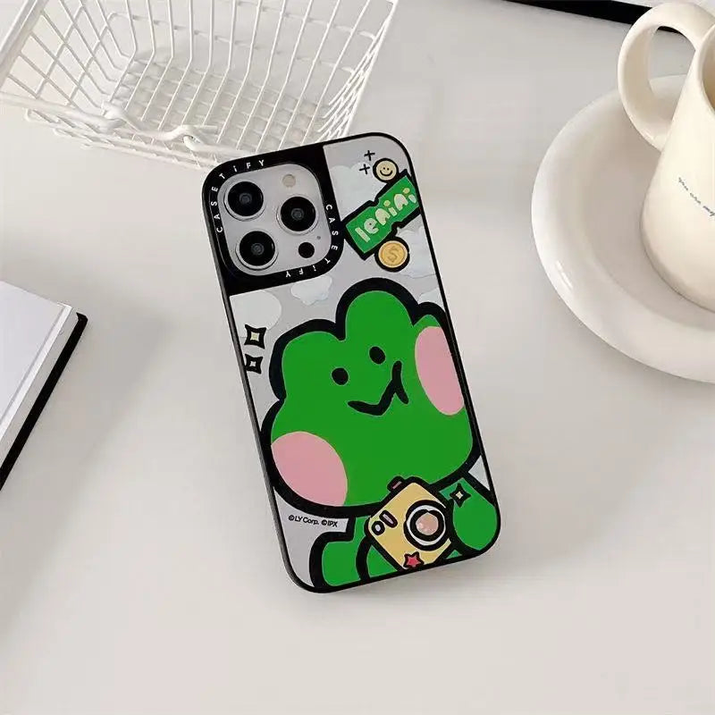 Garden Big Frog Mirror Apple 16 Pro Max Cartoon Phone Case