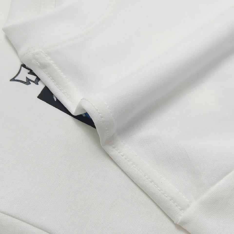 Embroidered short sleeved T-shirt Men's 2025 New Summer trend Jigsaw print loose Tee Casual versatile tops clothing
