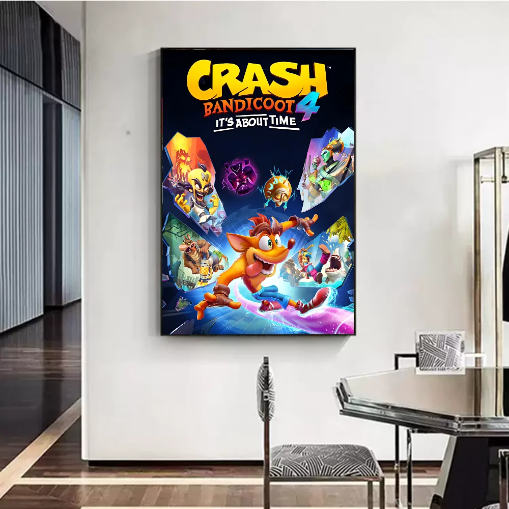 Crash Bandicoot Anime Posters Sticky Whitepaper Sticker DIY Room Bar Cafe Kawaii Room Decor