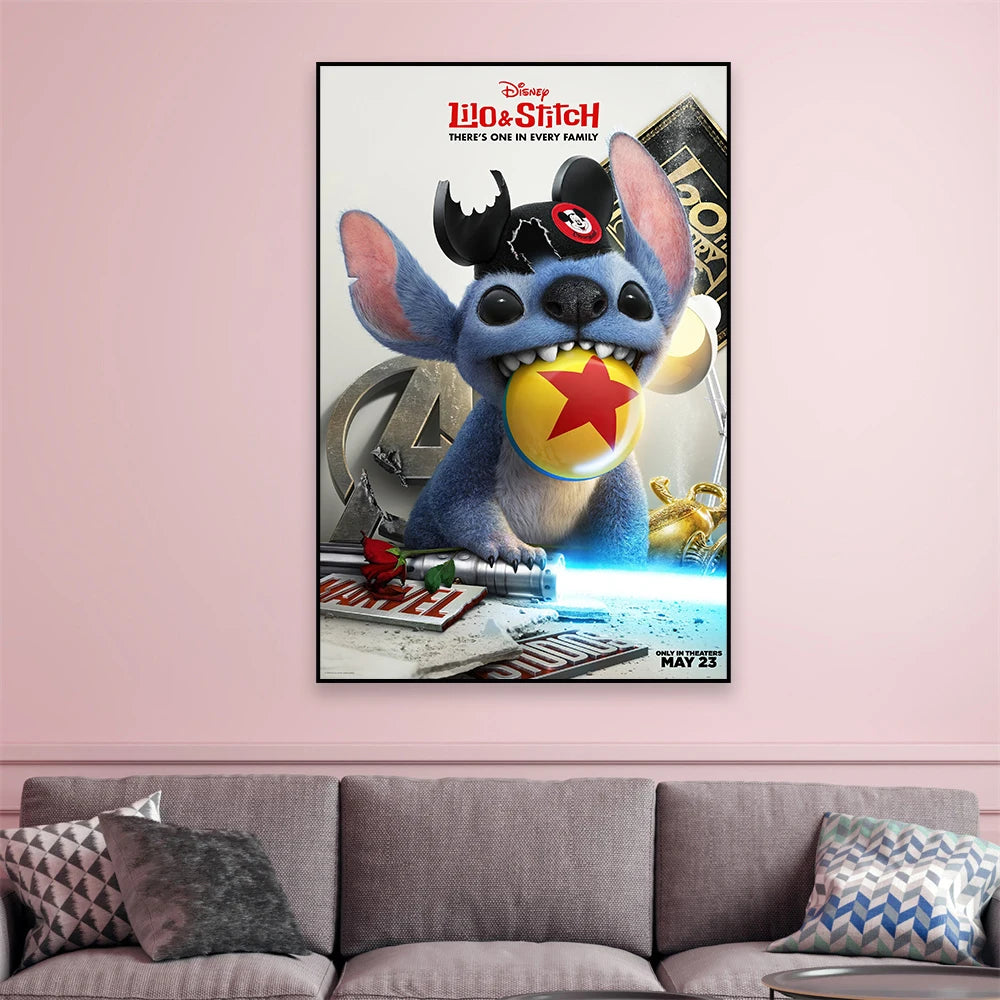 Cartoon Movie Lilo & Stitch 2025 Canvas Painting Fun and Motivational Film Poster Movie Prints Stitch Wall Art Decoration