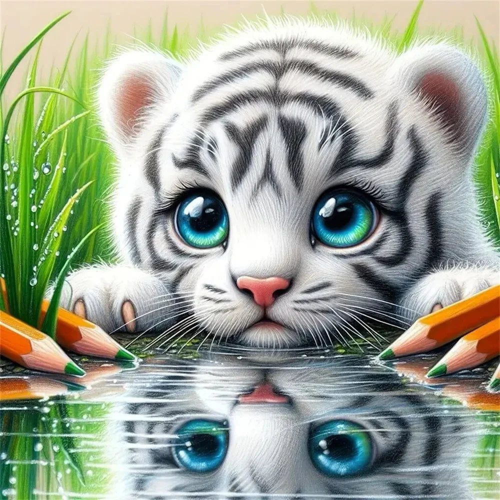 HUACAN Diamond Mosaic 5D Animal Full Square Round Tiger Painting New Arrivals Complete Kit Decoration For Home