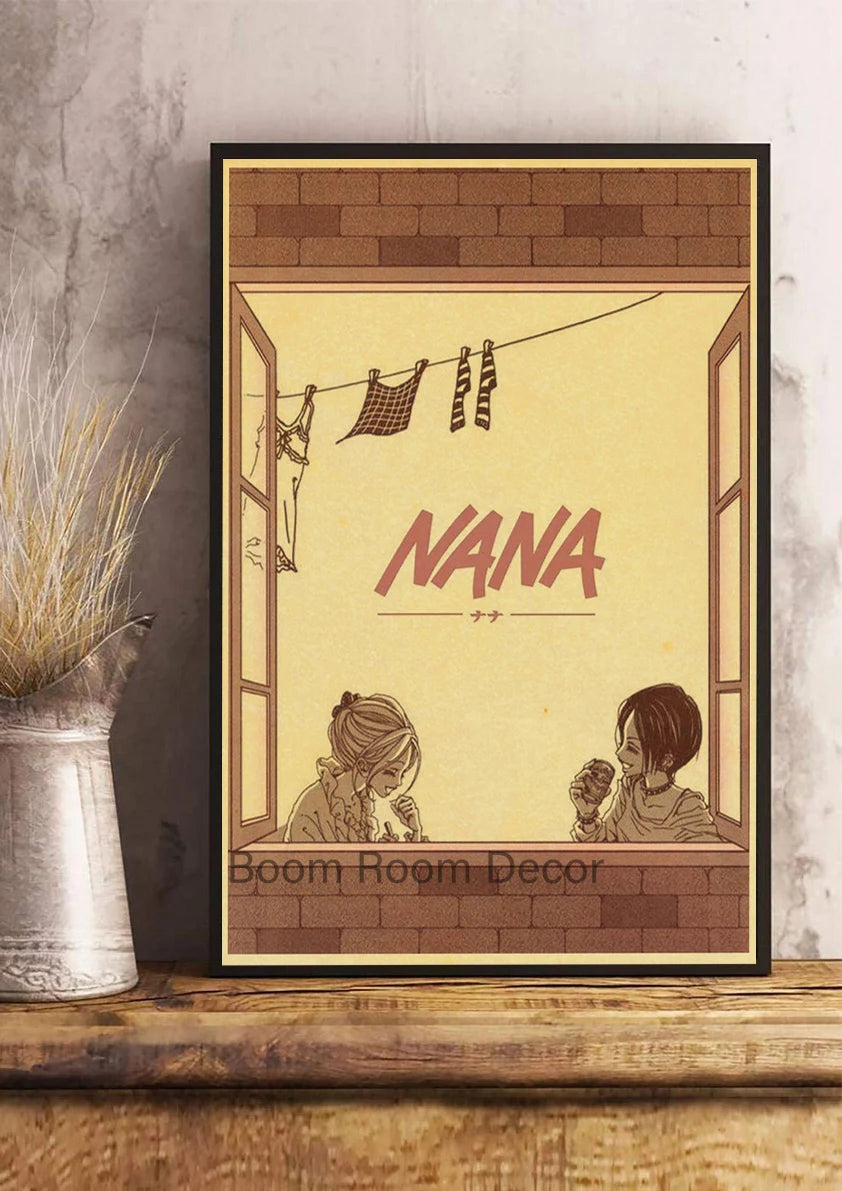 Hot Anime Posters NANA Retro Kraft Paper Sticker Poste 2021 Arrivals Bar Cafe Decor Nostalgia Gift Funny Prints Wall Paintings