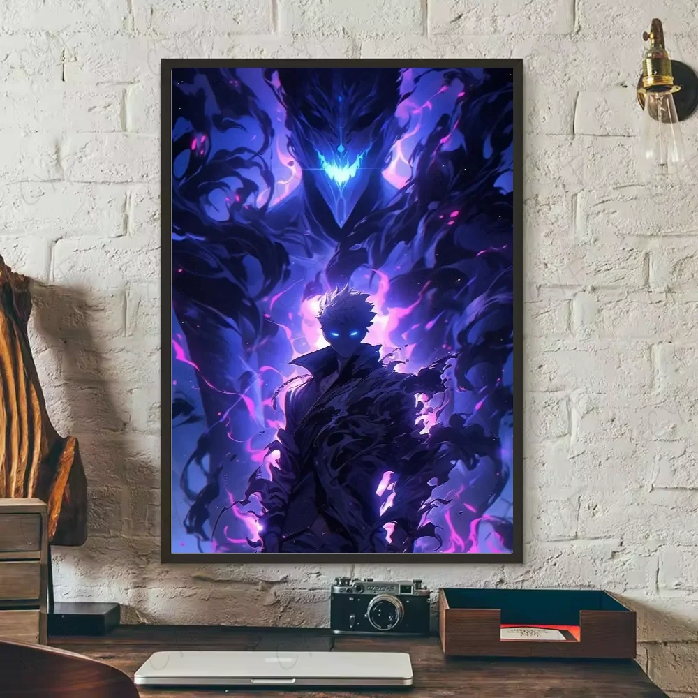 S-Solo Leveling Anime Poster HD art sticky wall waterproof home living room bedroom bar aesthetic decoration