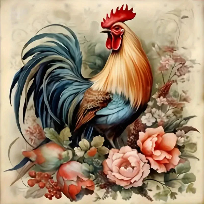 Huacan Full Diamond Mosaic Animal Chicken 5d Drill Painting Landscape Kit Farm Embroidery Sunflower Home Decoration Diy Gift
