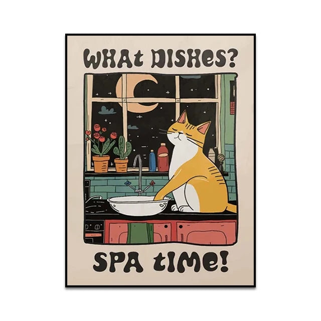 Are You Pooping Canvas Wall Art Print Poster Funny Bathroom Cat Toilet Decor Painting Home Decor Gift Unframed