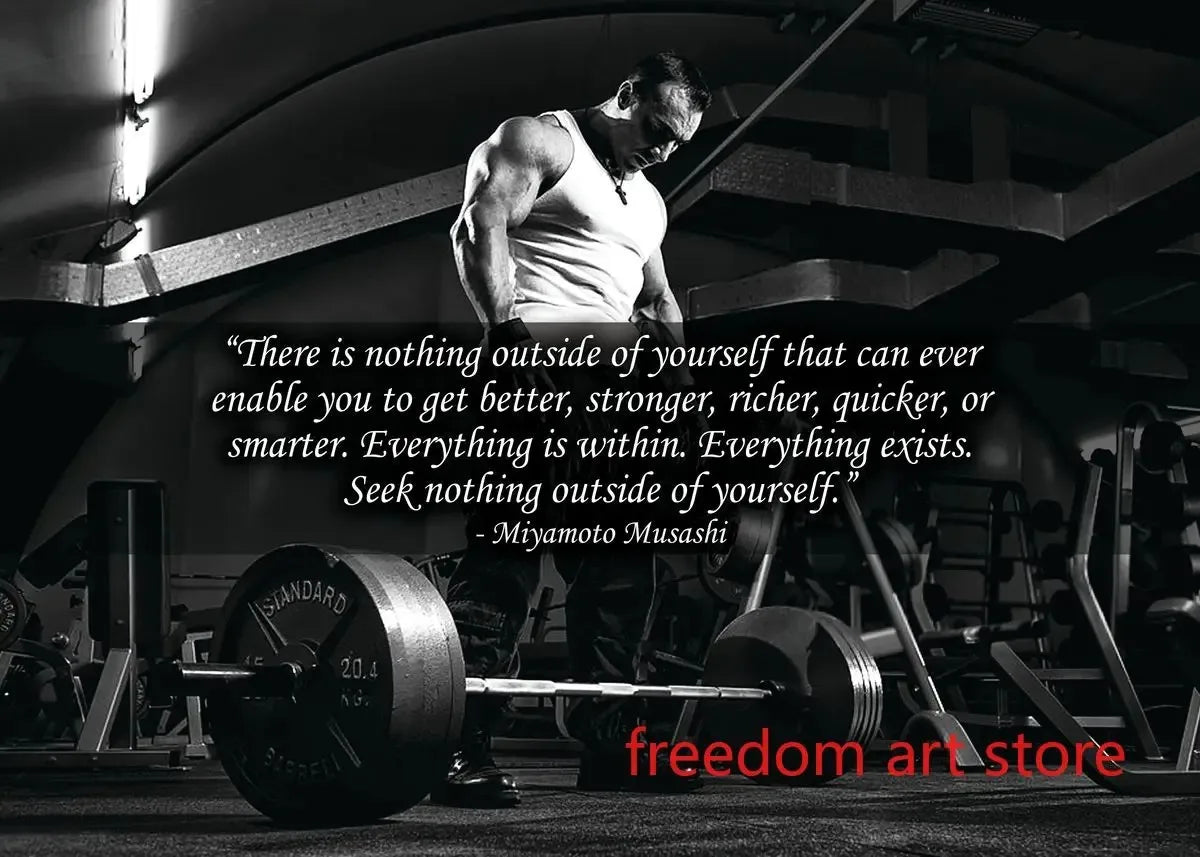 Gym Motivation Muscle Man Bodybuilding Fitness Strength Barbell Art Poster Canvas Painting Wall Print Picture for Home Gym Decor