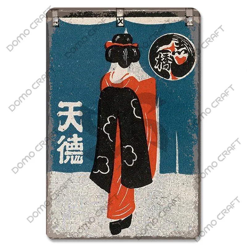 Retro Japanese Cartoon Comics Poster Metal Plate Takoyaki Noodles Fish Metal Sign Dining Room Club Wall Decor
