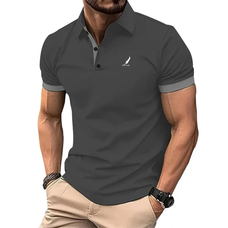 New Fashion Men's Polo Shirt Business Casual Turn-down Collar Buttoned Short Sleeve T Shirt Summer Street Quick Dry Men Clothing