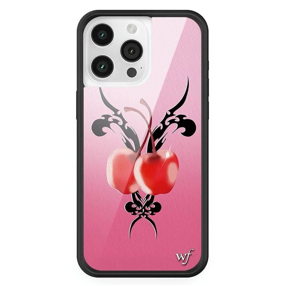 Wildflower strawberry Phone Case for iPhone 12 13 Pro 14 Pro 15 plus 16 promax Cover WF Leopard Print Cherry Cute Cartoon Cover