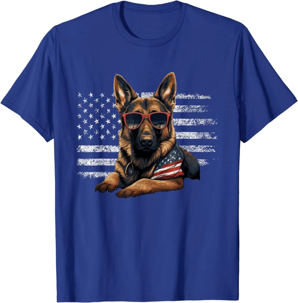 German Shepherd 4th Of July Shirt Men Women USA Flag T-Shirt