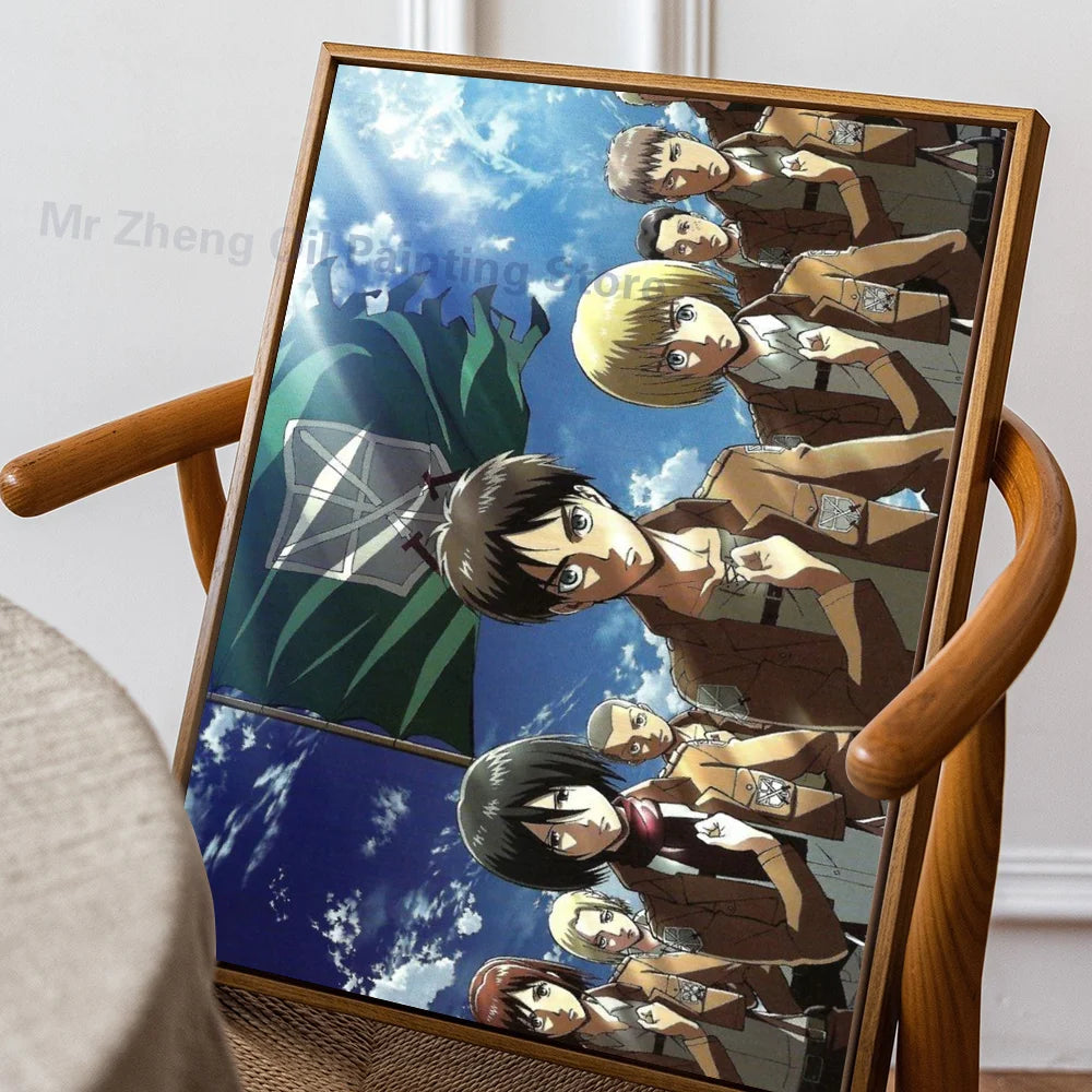 1PC Attack On Titan Poster Self-adhesive Art Waterproof Paper Sticker Coffee House Bar Room Wall Decor