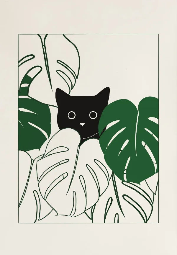 Funny Cat Dumpling Lazy Cat Illustration Abstract Line Poster Canvas Painting Nodic Wall Art Pictures Bathroom Home Decoration