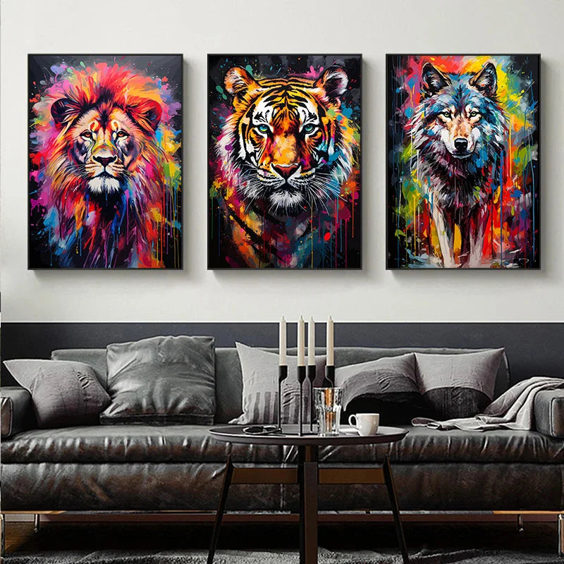 Watercolor Animals Canvas Paintings Rhino Cat Owl Panda Lion Tiger Wild Animals Grafffiti Art Posters Prints Home Decor Wall Art
