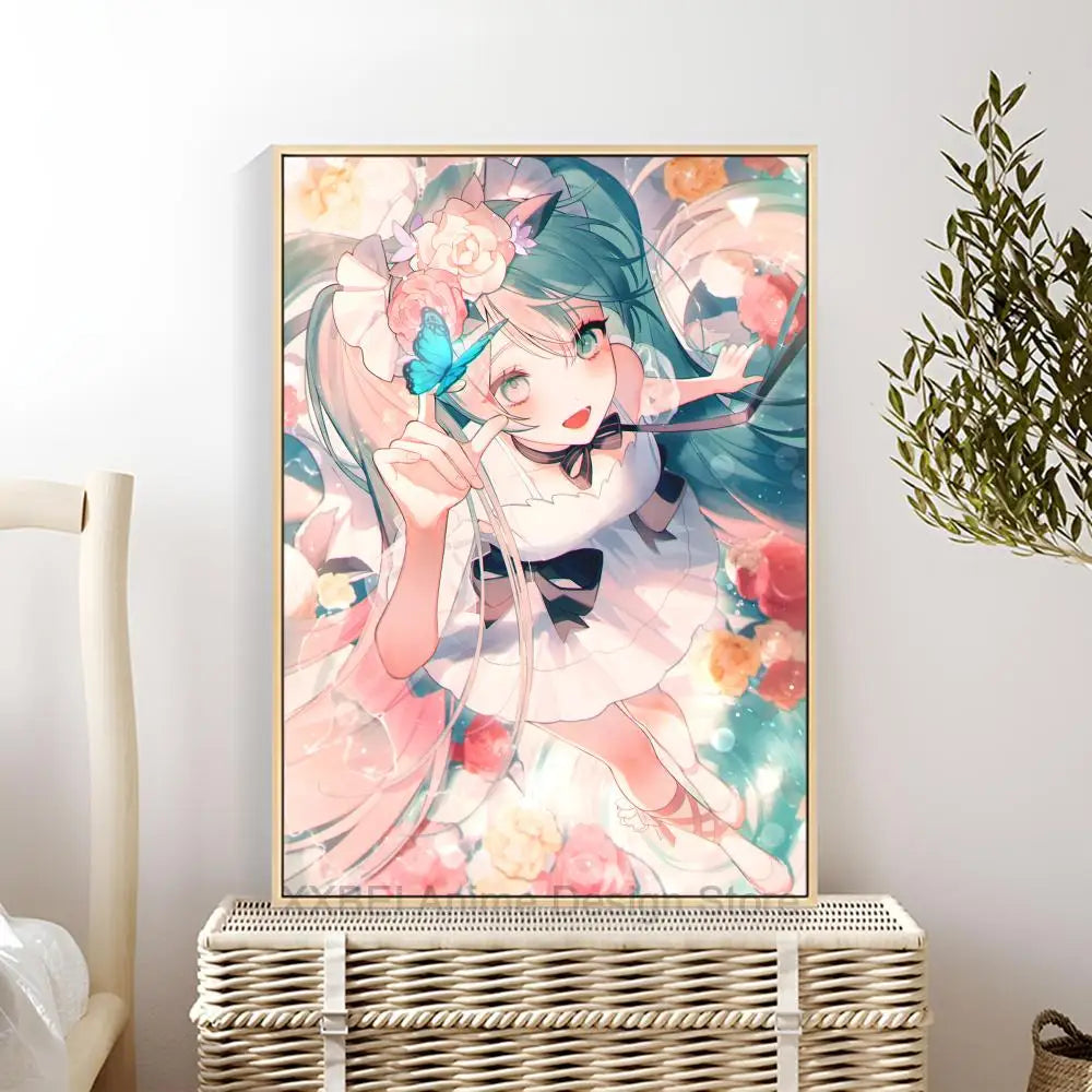 Virtual Idol H-Hatsunes M-MikU Poster Modern Art Mural Indoor Wall Sticker Bedroom Bedside Display Decorative Painting