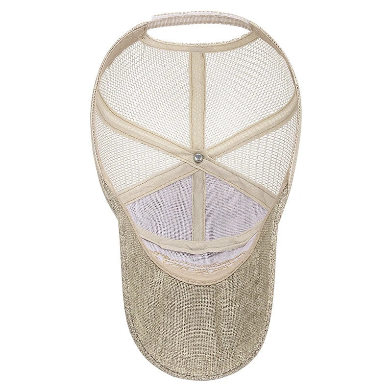 New Fashion Outdoor Sport Baseball Cap Casual Snapback Hats linen mesh fabric embroidery Suitable for spring summer and autumn