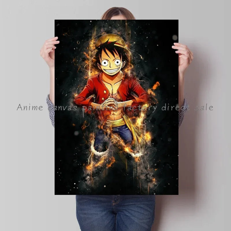 Japan Bandai Retro Anime Surrounding One Piece Luffy Art Canvas Painting Posters Print Mural Home Wall Aesthetic Room Decor