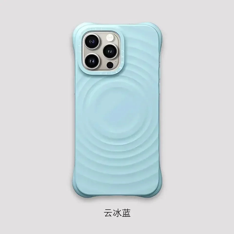 Ripple Silicone Engraved Letters Magnetic Phone Case Simple Stylish Anti-drop Protective Case for IPhone 16 Pro Max Accessories