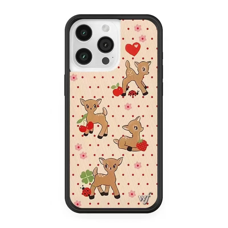 Wildflower 3D Christmas fawn Phone Case for iPhone 16 15 14 13 12 Pro Max Plus 16pro Cherry Strawberry WF Cartoon Cover