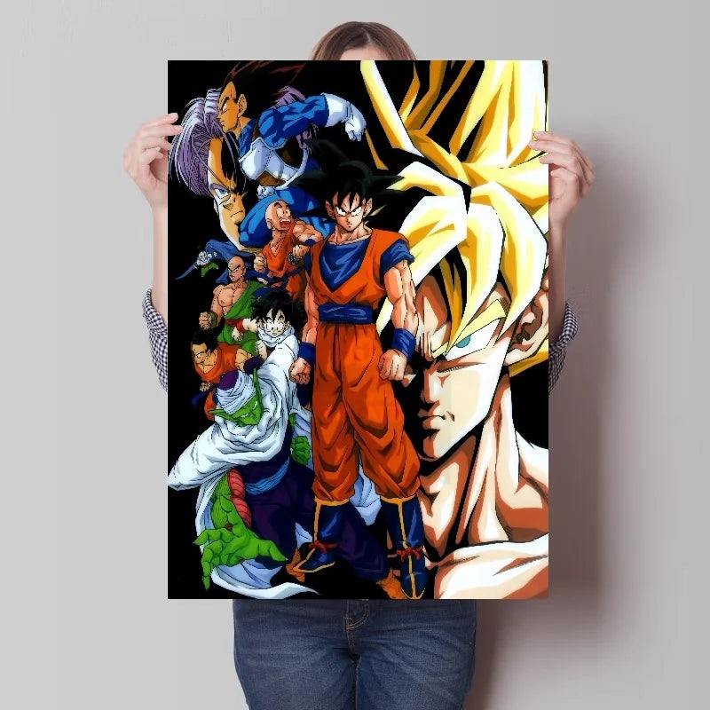 Bandai Classic Anime Dragon Ball HD Poster Goku Gohan Vegeta Piccolo Friza Retro Canvas Painting Print Wall Art Children Gift