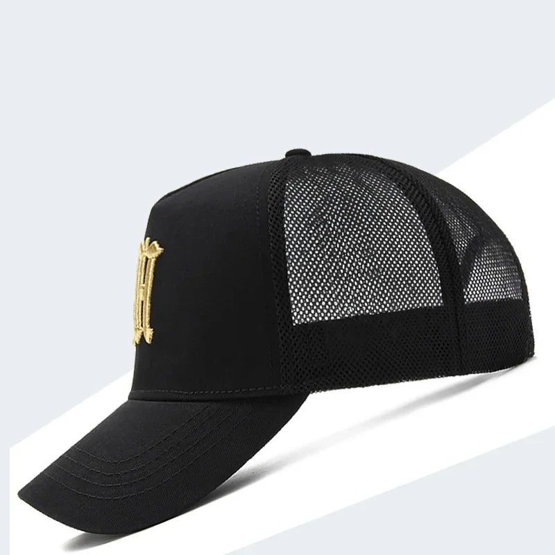 New Men's Large Size 65cm High Top Baseball Cap Tide Big Head Summer Thin Mesh Breathable Trucker Cap Embroidery Sun Hat Women