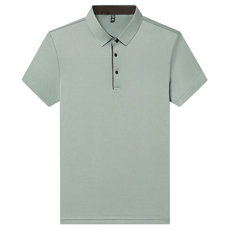 2025 Summer New High End POLO Shirt Dad's Fashion Casual Trendy Solid Color