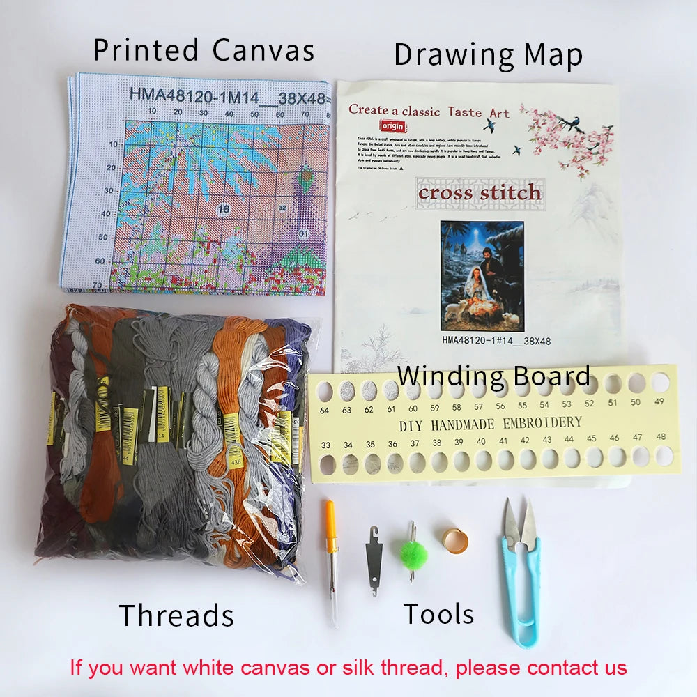 Meian Animal Chicken DIY Cross Stitch 11CT Embroidery Kits Needlework Craft Set Printed Canvas Cotton Thread Home Decoration For