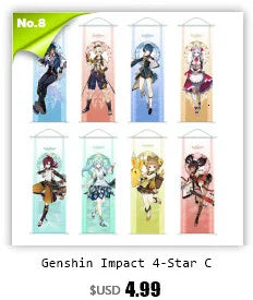 Genshin Impact Scroll Canvas Painting Raiden Shogun Ganyu Zhongli Home Decor Wall Hanging Anime Poster Wall Art Room Decoration