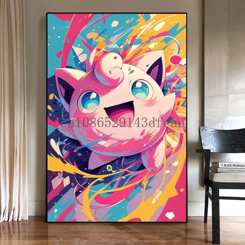 Anime Pokemon Canvas Painting Bulbasaur Charmander Squirtle Poster and Print Watercolor Wall Art Picture Home Decor Kids Gifts