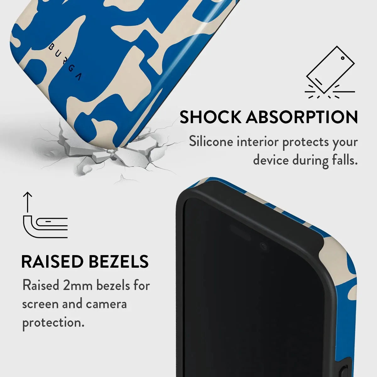 Blue and White Stripes BURGA Phone Case for iPhone 16 15 14 13 12 11 X XS XR XSMAX 7 8 Pro Max Plus Double-layer Back Cover