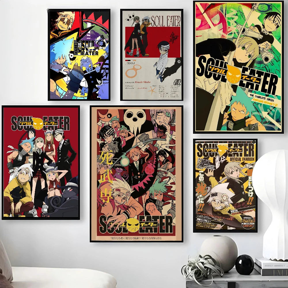1PC Classic Anime Soul Eater Poster Self-adhesive Art Waterproof Paper Sticker Coffee House Bar Room Wall Decor