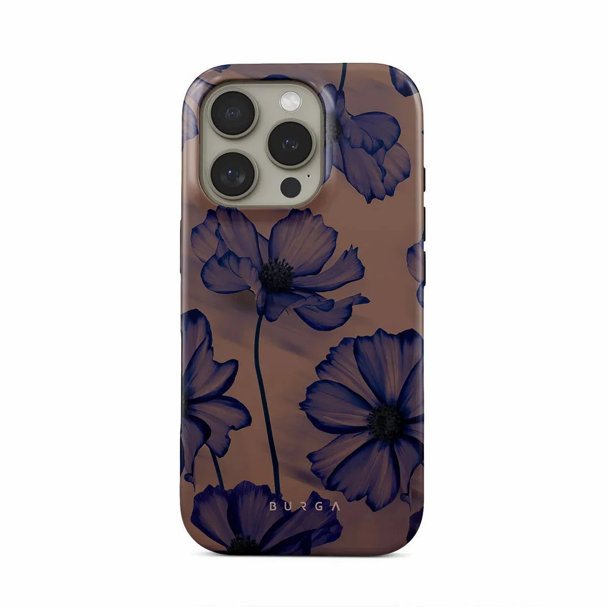 Dark Blue Lotus BURGA Phone Case for iPhone 16 15 14 13 12 11 X XS XR XSMAX 7 8 Pro Max Plus Luxury Double-layer Back Cover