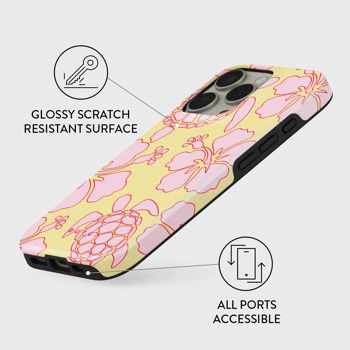 Pink Turtle Flowers BURGA Phone Case for iPhone 16 15 14 13 12 11 X XS XR XSMAX 7 8 Pro Max Plus Luxury Double-layer Back Cover