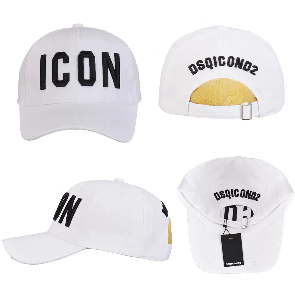 DSQICOND2 Brand 100% Cotton Baseball Caps ICON Letters High Quality Cap Men Women Customer Design Hat Black Cap Dad Hats