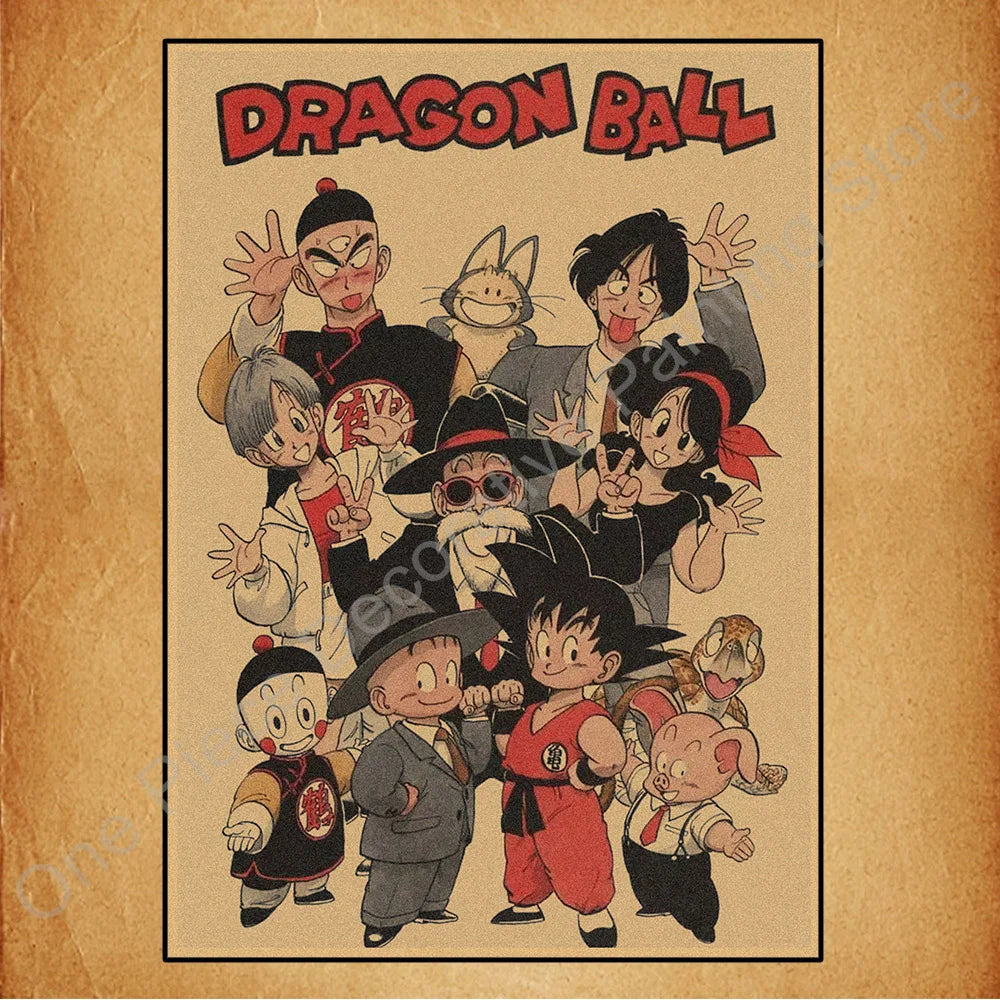 Bandai Classic Anime Retro Dragon Ball HD Poster Goku Gohan Vegeta Piccolo Friza Canvas Painting Print Wall Art Children Gift