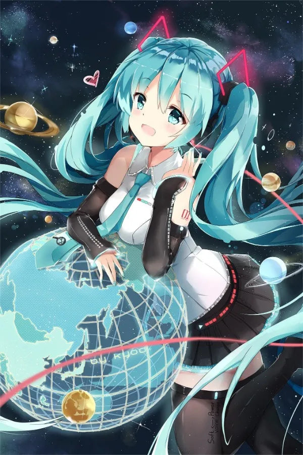 H-Hatsune Anime Miku-Poster Cartoon beautiful girl Anime Canvas Print Poster Poster Wall Art Decoration For Home Room Decoration