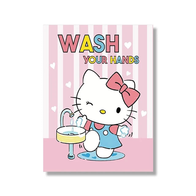 MINISO Cartoon Poster Sanrio Kuromi Hello Kitty Canvas Wall Art Print Mural Home Decoration Birthday Christmas Gift