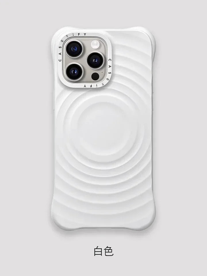 Ripple Silicone Engraved Letters Magnetic Phone Case Simple Stylish Anti-drop Protective Case for IPhone 16 Pro Max Accessories