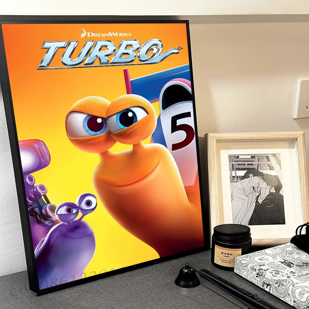 Cartoon T-Turboes Movie Poster Self-adhesive Art Waterproof Paper Sticker Coffee House Bar Room Wall Decor